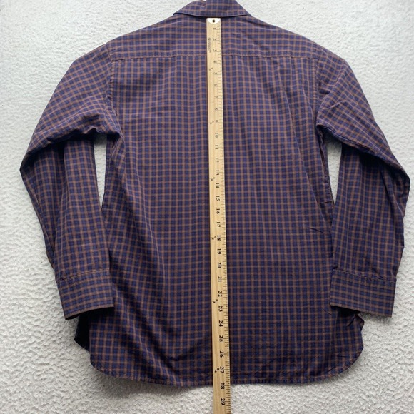 Billy Reid Button Up Shirt Mens Small 3 Plaid Check Blue Orange Preppy Designer - Picture 5 of 8